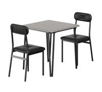Crevyteg Gain de Place Moderne - Ensemble Salle à Manger 3 pièces pour 2 Personnes - Table carrée compacte, 2 chaises rembourrées - Idéal Petit Espace, Cuisine, Appartement - Finition contemporaine -