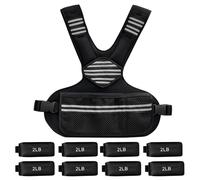 Crevyteg Gilet lesté réglable pour femmes et hommes - Poids sable de fer - Bandes réfléchissantes - Grand poche - Parfait sport, marche, course, salle de sport, maison - 6-20 lbs