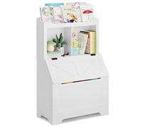 Crevyteg Grand capacité de Rangement pour Enfants - Bibliothèque 3 Niveaux avec Coffre à Jouets en Bois - Sécurité optimale - Organisation Multifonction pour Chambre, Salle de Jeux ou Maternelle -