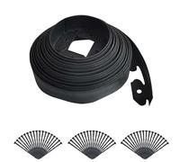 Crevyteg Kit de bordure de jardin, sans creuser, 10 m de long, 10 cm de haut, bordures de jardinage avec 30 piquets, kit de bordure de pelouse flexible pour parterres de fleurs, cour, allée, bordure