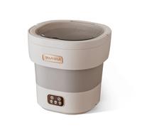 Crevyteg Mini machine à laver pliante de voyage de 12 L avec essorage - 45 dB - Nettoyage ultra silencieux pour sous-vêtements, vêtements de bébé, chaussettes - 33 x 33 x 33,5 cm - Gris