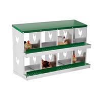 Crevyteg Nichoir à poule, boîte de ponte en métal à 2 niveaux avec toit incliné résistant à l'eau, facile à nettoyer pour poulets, poules, canards, 8 compartiments, vert