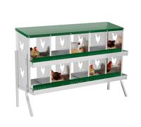 Crevyteg Nichoir à poule, boîte de ponte en métal à 2 niveaux avec toit incliné résistant à l'eau, facile à nettoyer pour poulets, poules, canards, 10 compartiments avec pattes, vert