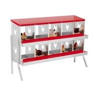 Crevyteg Nichoir à poule, boîte de ponte en métal à 2 niveaux avec toit incliné résistant à l'eau, facile à nettoyer pour poulets, poules, canards, 8 compartiments avec pattes, vert