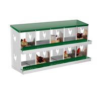 Crevyteg Nichoir à poule, boîte de ponte en métal à 2 niveaux avec toit incliné résistant à l'eau, facile à nettoyer pour poulets, poules, canards, 10 compartiments, vert