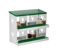 Crevyteg Nichoir portable à 2 niveaux en métal avec toit incliné résistant à l'eau, facile à nettoyer pour poulets, poules, canards, 6 compartiments, vert