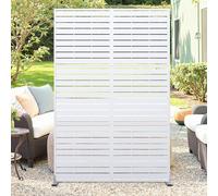 Crevyteg Paravent séparateur de pièce, avec support, 182 x 120 cm, en acier galvanisé, pare-vue décoratif, brise-vue, séparateur de pièce pour l'extérieur, arrière-cour, balcon, terrasse, jardin, E