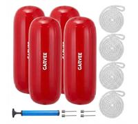 Crevyteg Pare-battages gonflables pour Bateau 10x28'' - Protection Robuste, Design nervuré, Cordes et Pompe incluses - Idéal pour Ponton, voilier, Yacht - Lot de 4, Sac de Rangement - Couleur