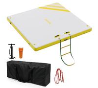 Crevyteg Plateforme Flottante Gonflable modulaire pour Sports Nautiques - Surface antidérapante, Matelas EVA Robuste, idéale baignade, Yoga, pêche, fête - avec Pompe, échelle, Sac - pour 2 à 10