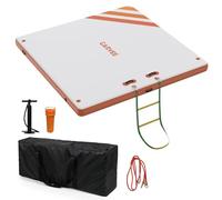 Crevyteg Plateforme flottante gonflable ultra-stable, PVC renforcé - surface antidérapante, adulte, loisirs nautiques - idéale pour piscine, lac, mer - avec sac de transport et échelle - taille 2,4×1,