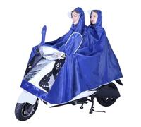 Crevyteg Poncho de pluie pour scooter, moto, scooter, housse de pluie utilisée par deux personnes avec double bord amovible imperméable pour vélo, scooter, cyclisme, 8XL, double miroir, bleu roi, One