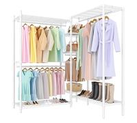 Crevyteg Portant à Vêtements Robuste 3 Tringles &étagères Réglables Armoire Freestanding Facile à Assembler Grand Capacité Rangement Chambre Dressing Ou Placard 2 x 3 x 2 étages