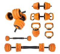 Crevyteg Set d'haltères Ajustables 4-en-1 avec Barre de Connexion - Polyvalent : haltère, Kettlebell, Barre - accèdeînement Complet de Musculation à Domicile - Poids : 44LBS