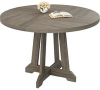 Crevyteg Table Basse de Salon Ronde 47" - Plateau Bois Facile à Nettoyer, Base croisée Stable, Design Moderne, Gain de Place, idéale pour Salle à Manger, Cuisine ou Salon - Gris Clair Elephant