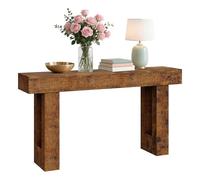 Crevyteg Table Console Rustique 160 cm - Table d’entrée Bois avec étagère Ouverte - Parfaite derrière canapé ou Couloir - Accent Vintage rectangulaire - Coloris Bois brûlé (Relief)