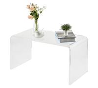 Crevyteg Table d'appoint U en Acrylique Transparent - Design Moderne Minimaliste, Solide 50kg, prête à l'emploi, Surface Anti-Rayures, pour Salon, terrasse ou Chambre, 32×15,8×16,3in, Couleur