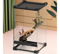 Crevyteg Terrarium en verre pour reptiles - Boîte d'élevage à cornes de lézard - Avec ouvertures d'aération - Boîte d'alimentation pour reptiles - Pour animaux de compagnie - Serpents - Grenouille à