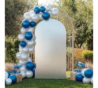 Crevyteg Toile de fond dorée pour arche de mariage en forme de U avec fermeture éclair en bas, tissu élastique doré + soie de lait pour photographie de mariage, anniversaire, cérémonie, argenté
