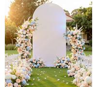 Crevyteg Toile de fond dorée pour arche de mariage en forme de U avec fermeture éclair sur le bas, tissu doré élastique + toile de fond en soie de lait pour décoration de mariage, fête d'anniversaire