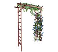 Crevyteg Tonnelle de Jardin en Bois de Sapin - Arche Treillis Robuste pour Plantes grimpantes - Mariage, extensionérieur, décoration - Finition Teck, Toit Plat, Couleur Teck
