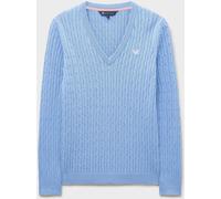 Crew Clothing Crew Clothing Blue Heritage V Neck Cable Jumper