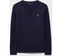 Crew Clothing Crew Clothing Blue V-Neck Heritage Cable Knit Jumper