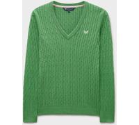 Crew Clothing Crew Clothing Green Heritage V-Neck Cable Jumper