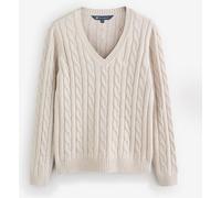 Crew Clothing Crew Clothing Natural V-Neck Chunky Heritage Cable Jumper