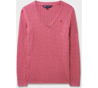 Crew Clothing Crew Clothing Pink V-Neck Heritage Cable Knit Jumper