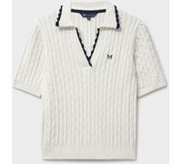 Crew Clothing Crew Clothing White Heritage Cable Collar T-Shirt