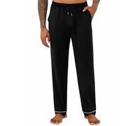 Crewhpo Pantalon Pyjama Homme Coton Long Poches Taille Élastique Cordon | Tissu Doux et Respirant, Coupe Longue Décontractée, Taille Élastique, Confort pour Dormir, Se Détendre et Rester à la Maison