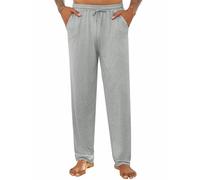 Crewhpo Pantalon Pyjama Homme Coton Long Poches Taille Élastique Cordon | Tissu Doux et Respirant, Coupe Longue Décontractée, Taille Élastique, Confort pour Dormir, Se Détendre et Rester à la Maison