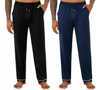Crewhpo Pantalon Pyjama Homme Coton Long Poches Taille Élastique Cordon | Tissu Doux et Respirant, Coupe Longue Décontractée, Taille Élastique, Confort pour Dormir, Se Détendre et Rester à la Maison