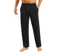 Crewhpo Pantalon Pyjama Homme Coton Long Taille Élastique Poches Pratiques | Toucher Coton Doux et Extensible, Coupe Droite, Taille Élastique, Confort pour Dormir, Se Détendre et Rester à la Maison