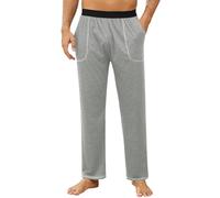 Crewhpo Pantalon Pyjama Homme Coton Long Taille Élastique Poches Pratiques | Toucher Coton Doux et Extensible, Coupe Droite, Taille Élastique, Confort pour Dormir, Se Détendre et Rester à la Maison