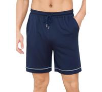 Crewhpo Short Pyjama Homme Coton avec Poches Taille Élastique et Cordon | Tissu Doux et Respirant, Coupe Ample, Cordon Réglable, Confort Adapté au Sommeil, à la Détente et aux Matins d'Été