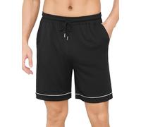 Crewhpo Short Pyjama Homme Coton avec Poches Taille Élastique et Cordon | Tissu Doux et Respirant, Coupe Ample, Cordon Réglable, Confort Adapté au Sommeil, à la Détente et aux Matins d'Été