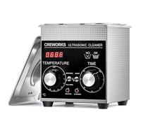 CREWORKS 1L Nettoyeur à Ultrasons Professionnel丨Puissance 60W丨Chauffage 100W丨Minuterie 1-30min丨Mode Dégazage et Mode Doux, Bac à Ultrasons Commercial Machine de Nettoyage Ultrasonique