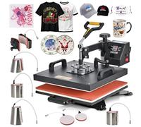 CREWORKS 38 x 38 cm 8 en 1 Presse à Chaleur, 1400W Presse Chaude, Machine Heat Presse, Presse Chaude de Transfert de Sublimation pour T-shirt