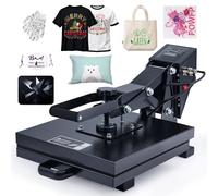 CREWORKS 38x38cm Machine de Presse à Chaud 1400W pour T Shirt avec Contrôle Digital Chauffage à Double Tube Multifonction Polyvalente pour Tissu Oreillers Tapis de Souris Sacs Tote