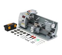 CREWORKS 750W Mini Tour à Métaux d'Établie 210x400mm 8"x16" Haute Précision avec Mandrin à 3 Mâchoires et Vitesse de Broche Max. 2500rpm Écran LCD pour Filetage Tournage Perçage