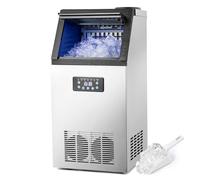 CREWORKS Machine à Glaçons Commerciale 480W 73kg/24h Ice Maker Professionnel 45 Pièces Écran LCD Storage de 10kg pour Maison Bureau Restaurant Bar Café