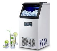 CREWORKS Machine à Glaçons Commerciale 58kg/24h 36 Pièces 480W en Acier Inoxydable Professionnel Écran LCD Storage de 10kg pour Maison Bureau Restaurant Bar Café (36 pièces)