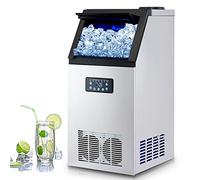 CREWORKS Machine à Glaçons Commerciale 73kg/24h 45 Pièces 480W en Acier Inoxydable Professionnel Écran LCD Storage de 10kg pour Maison Bureau Restaurant Bar Café (45 pièces)
