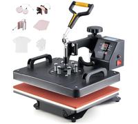 CREWORKS Presse à Chaud 30x38 cm 5 en 1 Machine de Transfert de Chaleur avec Accessoires de Presse à Plaque Mug Casquette Chapeau T-Shirt pour la Maison (5 en 1)