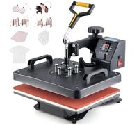CREWORKS Presse à Chaud 30x38 cm 8 en 1 Machine de Transfert de Chaleur Imprimante Sublimation avec Accessoires de Presse à Plaque Mug Casquette Chapeau T-Shirt pour la Maison (8 en 1)