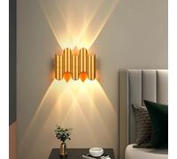 CRFASIBE Applique Murale LED 5W Doré, Lampe Murale Extérieur Imperméable IP66, 3000K Lumière Chaude Éclairage en Intérieure pour Chambre Salon Cuisine Escalier