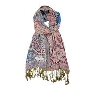 CRFASIBE Echarpe et Châle Pashmina pour femme, Echarpe Jacquard Paisley avec Franges, Polyvalent Foulard, Doux Hiver Grande étole pour Toutes les Saisons (Bleu Clair)
