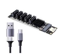 CRFFZ Carte d'extension SATA3.0 à 5 ports avec USB 3.2 Gen1 et port de type C pour disque dur de stockage de disque dur de bureau Expander