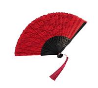 CRFFZ Éventail pliable en tissu en dentelle à fleurs - Accessoires décoratifs chinois à main pour événements, festivals, célébrations, cadeau pliable chinois espagnol